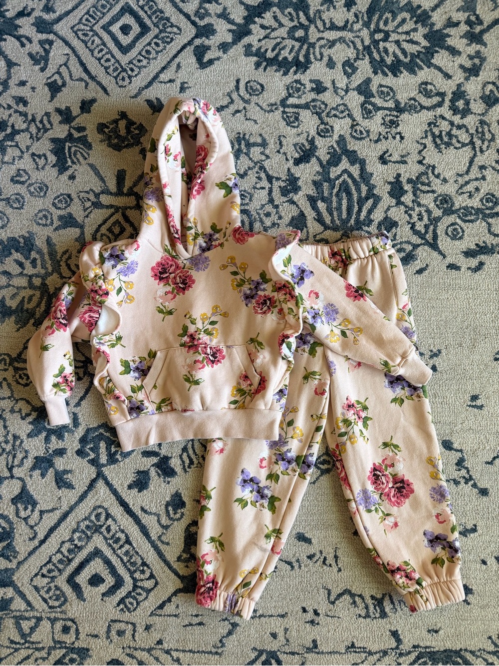 GB girls Pink Floral Hoodie & Joggers Set